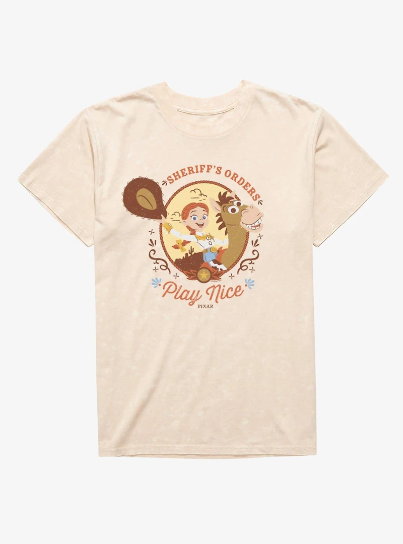 Disney Pixar Toy Story 5 Jessie Sheriff's Orders Play Nice Mineral Wash T-Shirt