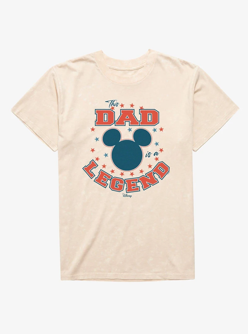 Disney Mickey Mouse The Dad Is A Legend Stars Mineral Wash T-Shirt