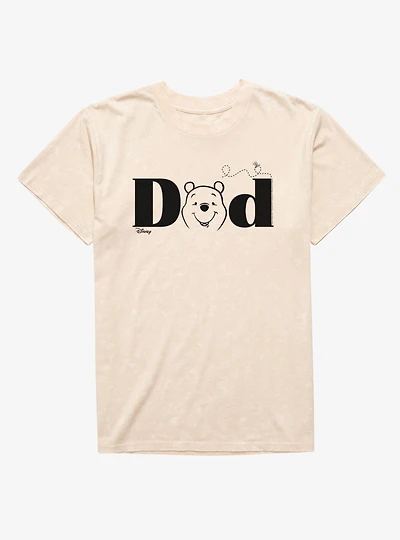 Disney Winnie The Pooh Dad Face Text Mineral Wash T-Shirt