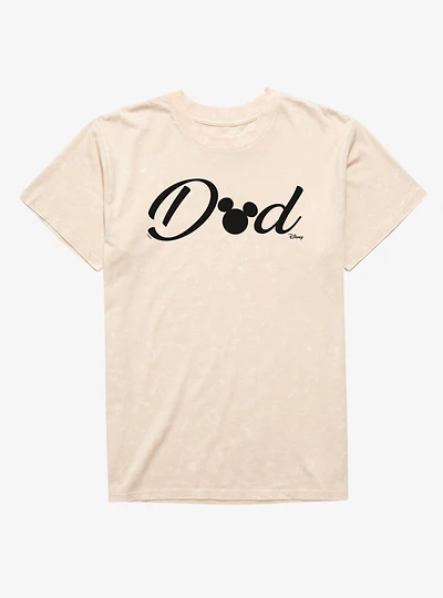 Disney Mickey Mouse Head Dad Text Mineral Wash T-Shirt