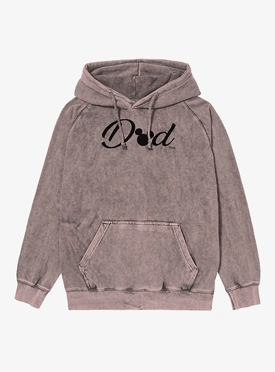 Disney Mickey Mouse Head Dad Text Vintage Mineral Washed Hoodie