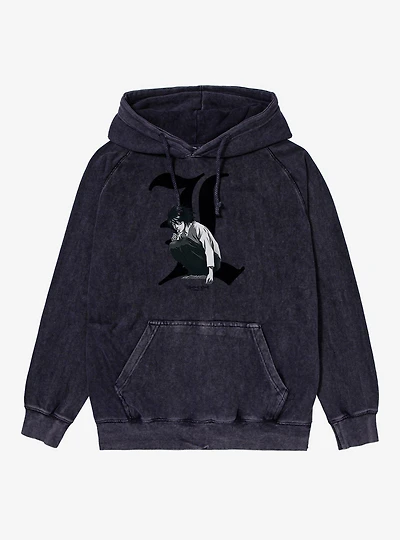 Death Note L Portrait Mineral Wash Hoodie