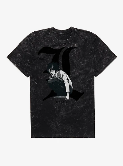 Death Note L Portrait Mineral Wash T-Shirt