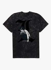 Death Note L Portrait Mineral Wash T-Shirt