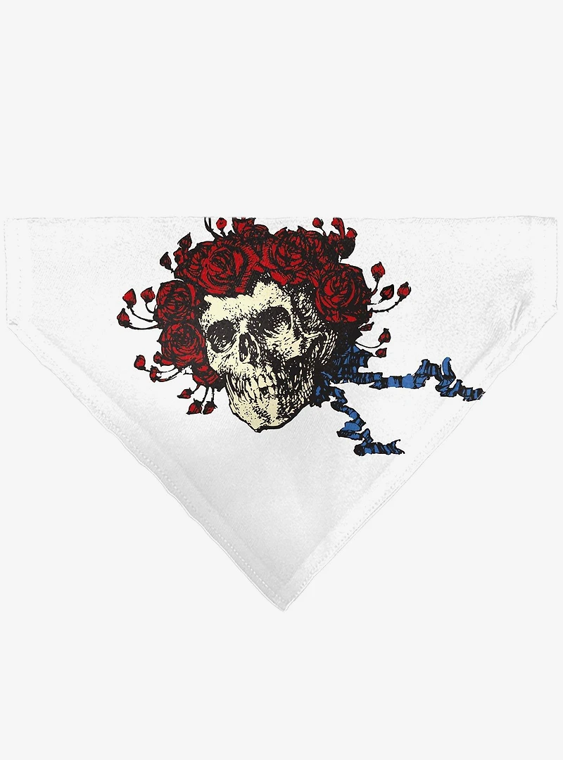 Grateful Dead Skull and Rose Face Slip On Collar Pet Bandana - Bandana Only