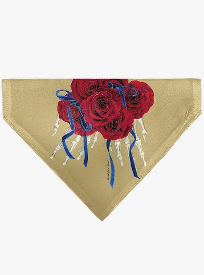 Grateful Dead The Other One Roses and Text Tan Slip On Collar Pet Bandana - Bandana Only