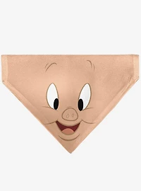 Looney Tunes Porky Pig Face Close Up Peach Slip On Collar Pet Bandana - Bandana Only