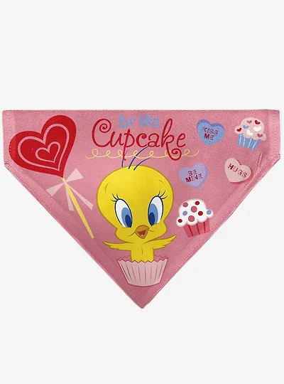 Looney Tunes Tweety Bird Be My Cupcake Sweets Pose and Title Slip On Collar Pet Bandana - Bandana Only