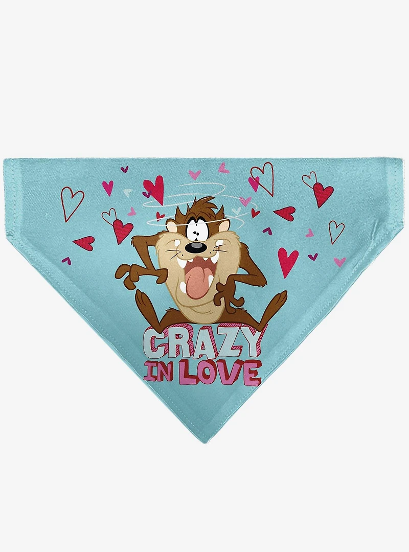 Looney Tunes Taz Tasmanian Devil Crazy In Love Heart Logo Slip On Collar Pet Bandana - Bandana Only
