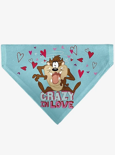 Looney Tunes Taz Tasmanian Devil Crazy In Love Heart Logo Slip On Collar Pet Bandana - Bandana Only