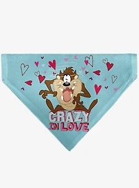 Looney Tunes Taz Tasmanian Devil Crazy In Love Heart Logo Slip On Collar Pet Bandana - Bandana Only