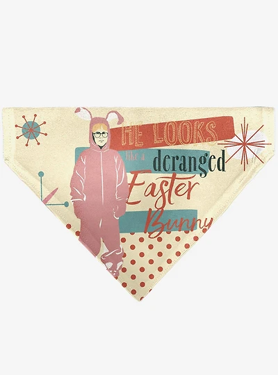 A Christmas Story Easter Bunny Ralphie Pose and House Slip On Collar Pet Bandana - Bandana Only