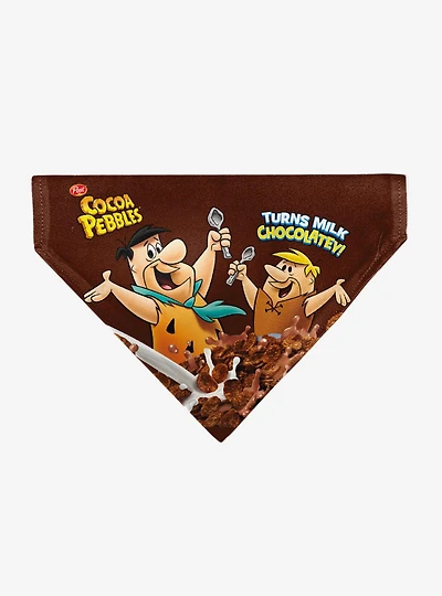 The Flintstones Cocoa Pebbles Fred & Barney Cereal Box Slip On Collar Pet Bandana - Bandana Only