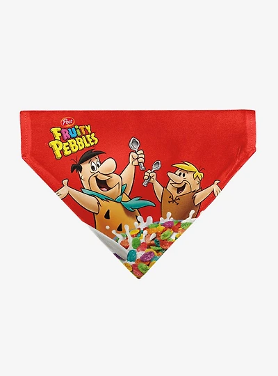 The Flintstones Fruity Pebbles Fred & Barney Cereal Box Slip On Collar Pet Bandana - Bandana Only