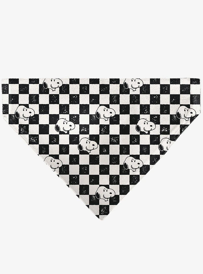 Peanuts Snoopy Smiling Face Checker Slip On Collar Pet Bandana - Bandana Only