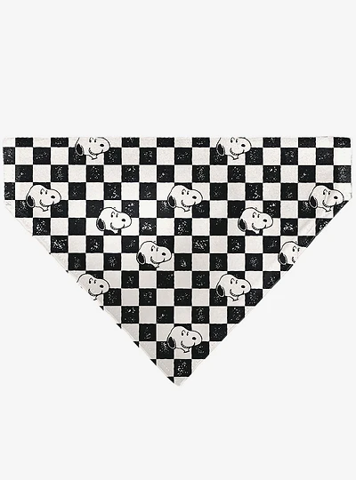 Peanuts Snoopy Smiling Face Checker Slip On Collar Pet Bandana - Bandana Only