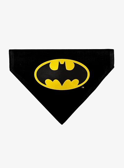 DC Comics Batman Shield Logo Black Slip On Collar Pet Bandana - Bandana Only