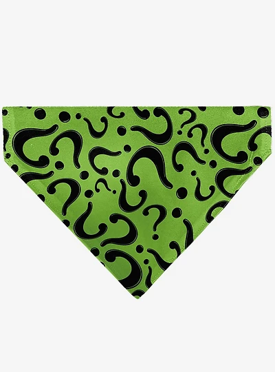 DC Comics The Riddler Question Mark Scattered Black Slip On Collar Pet Bandana - Bandana Only