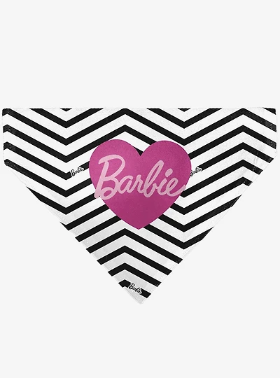 Barbie Script Heart Chevron Black Slip On Collar Pet Bandana - Bandana Only