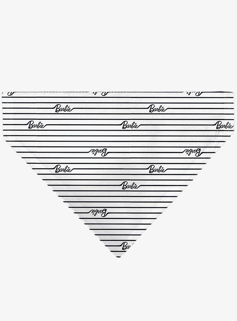 Barbie Script Stripe Black Slip On Collar Pet Bandana - Bandana Only