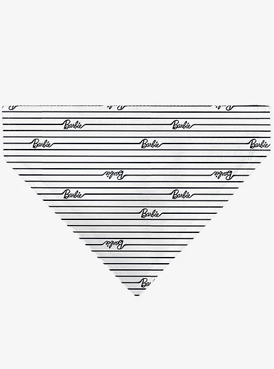 Barbie Script Stripe Black Slip On Collar Pet Bandana - Bandana Only