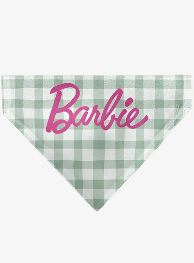 Barbie Script Plaid Beige Slip On Collar Pet Bandana - Bandana Only