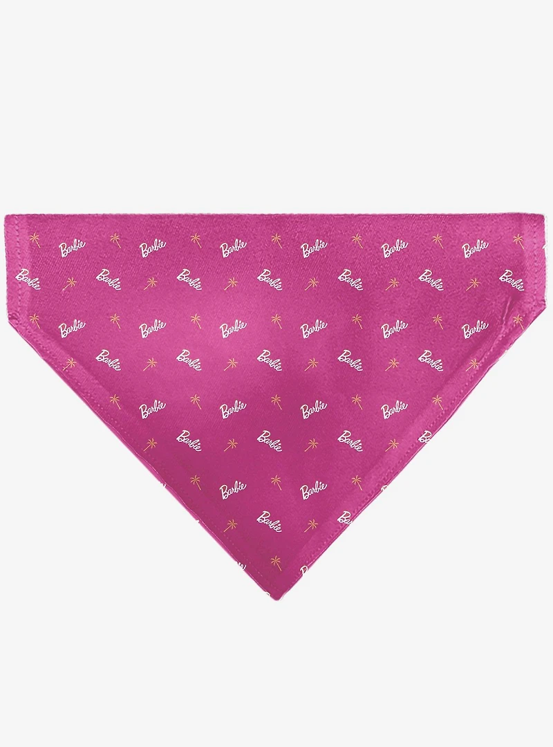 Barbie Script and Palm Tree Icon Slip On Collar Pet Bandana - Bandana Only