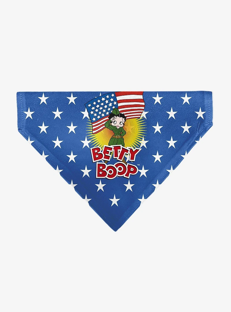 Betty Boop Americana Soldier Salute Pose and Stars Slip On Collar Pet Bandana - Bandana Only