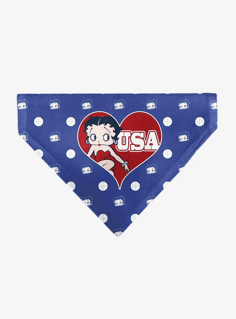 Betty Boop USA Heart Pose Polka Dot Face Slip On Collar Pet Bandana - Bandana Only