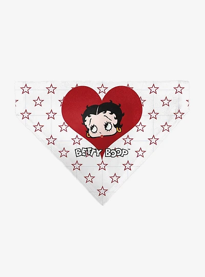 Betty Boop Face Heart and Text Stars Red Slip On Collar Pet Bandana - Bandana Only