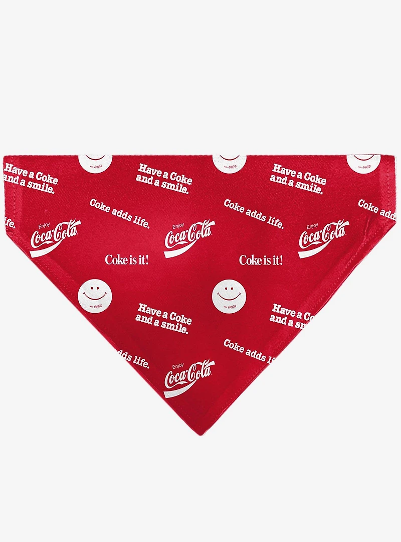 Coca-Cola Coke Quotes Scattered Slip On Collar Pet Bandana - Bandana Only