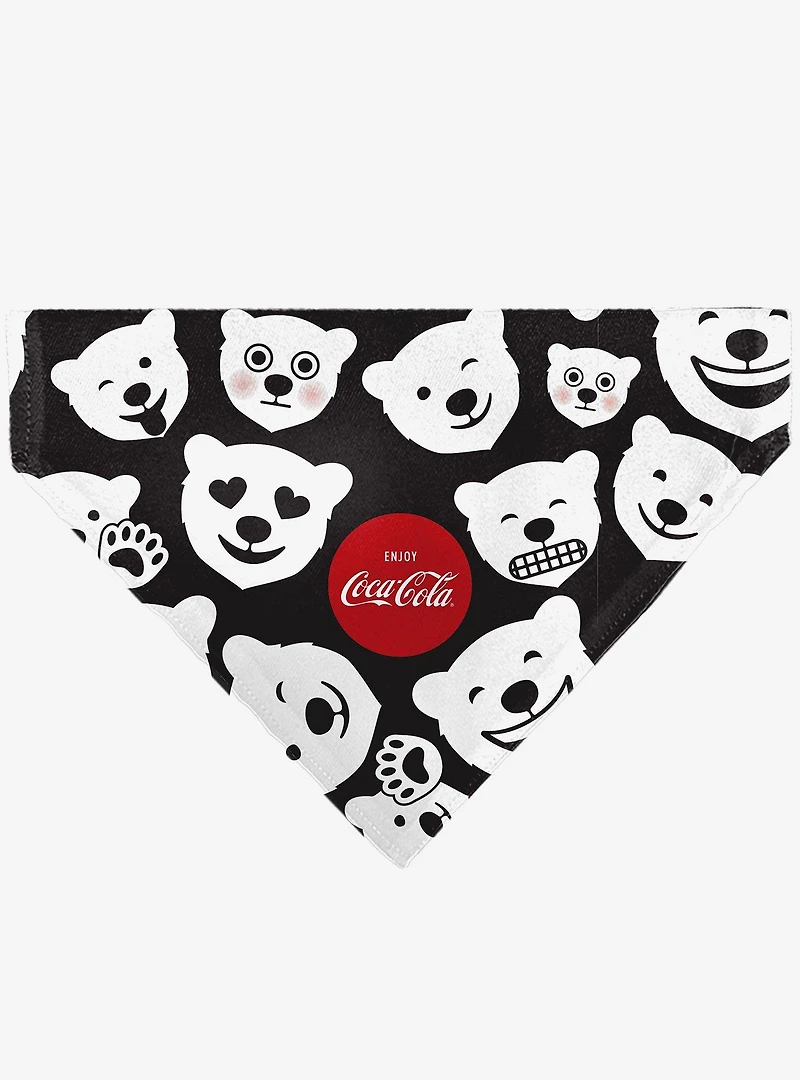 The Coca-Cola Company Polar Bear Expressions Scattered Slip On Collar Pet Bandana - Bandana Only