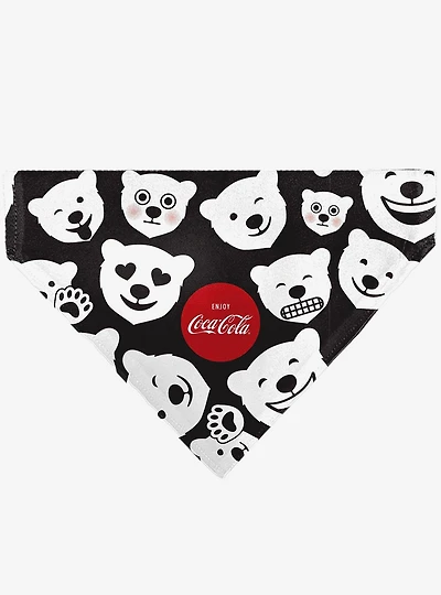 The Coca-Cola Company Polar Bear Expressions Scattered Slip On Collar Pet Bandana - Bandana Only