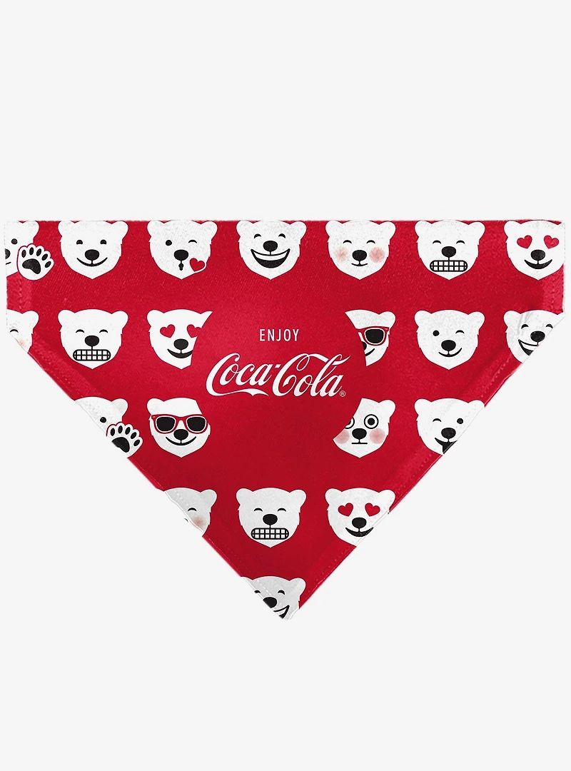 The Coca-Cola Company Enjoy Logo and Polar Bear Expressions Slip On Collar Pet Bandana - Bandana Only