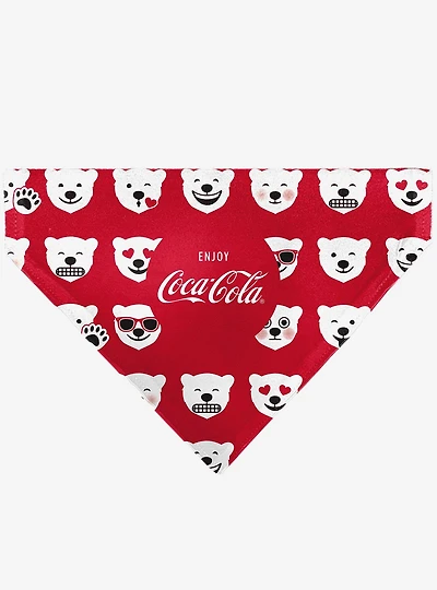 The Coca-Cola Company Enjoy Logo and Polar Bear Expressions Slip On Collar Pet Bandana - Bandana Only