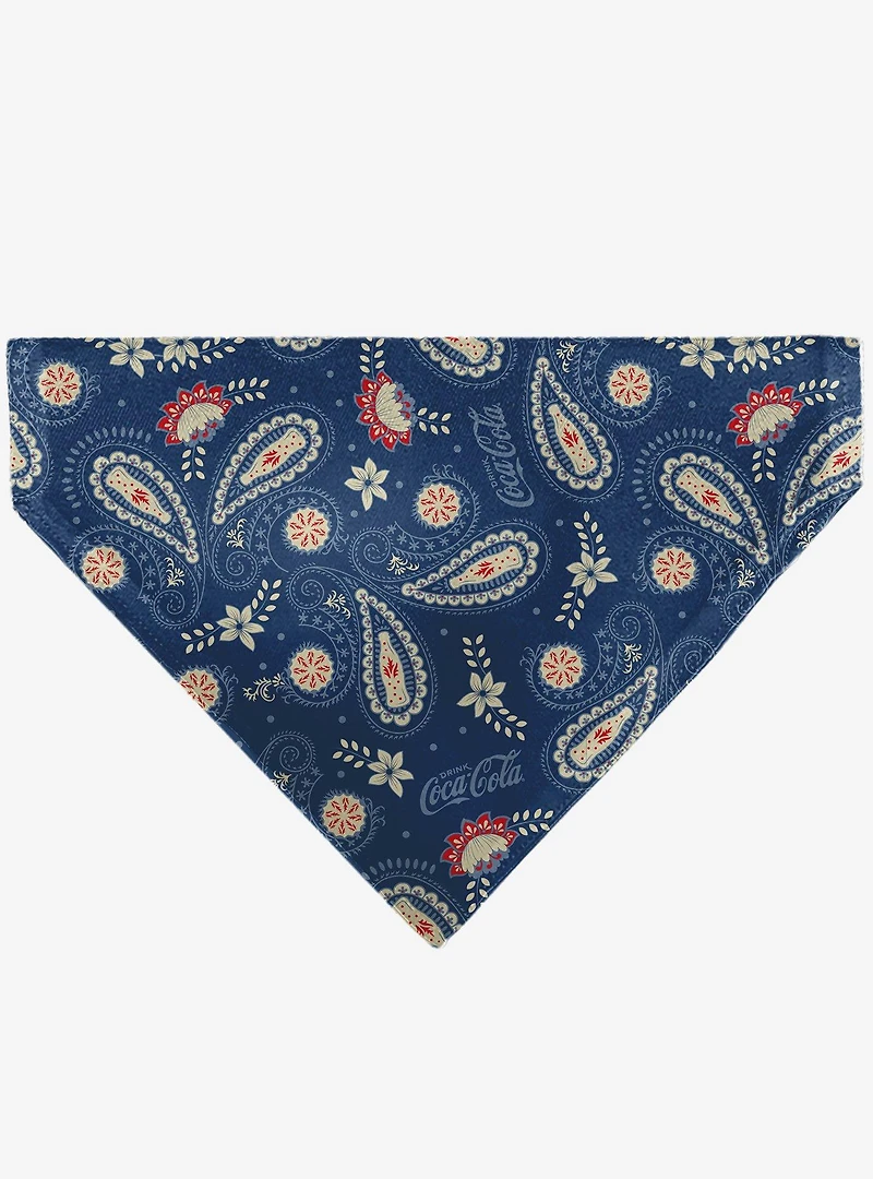 Coca-Cola Paisley Bottle Icons Scattered Slip On Collar Pet Bandana - Bandana Only