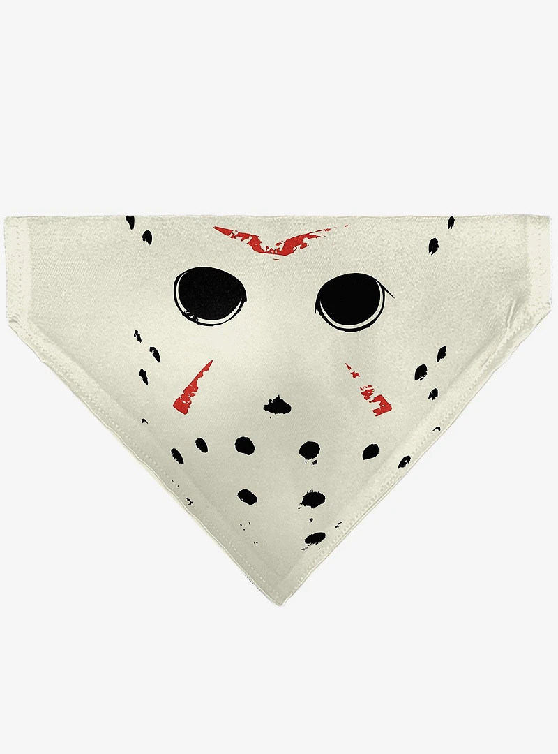 Friday The 13th Hockey Mask Close Up Black Slip On Collar Pet Bandana - Bandana Only
