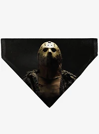 Friday The 13th Jason Pose and Title Black Slip On Collar Pet Bandana - Bandana Only