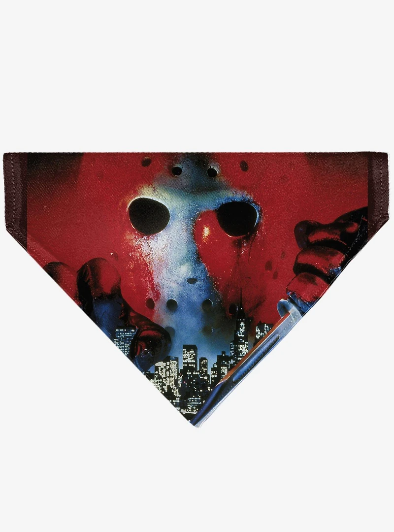 Friday The 13th Jason Hockey Mask Cityscape and Title Slip On Collar Pet Bandana - Bandana Only