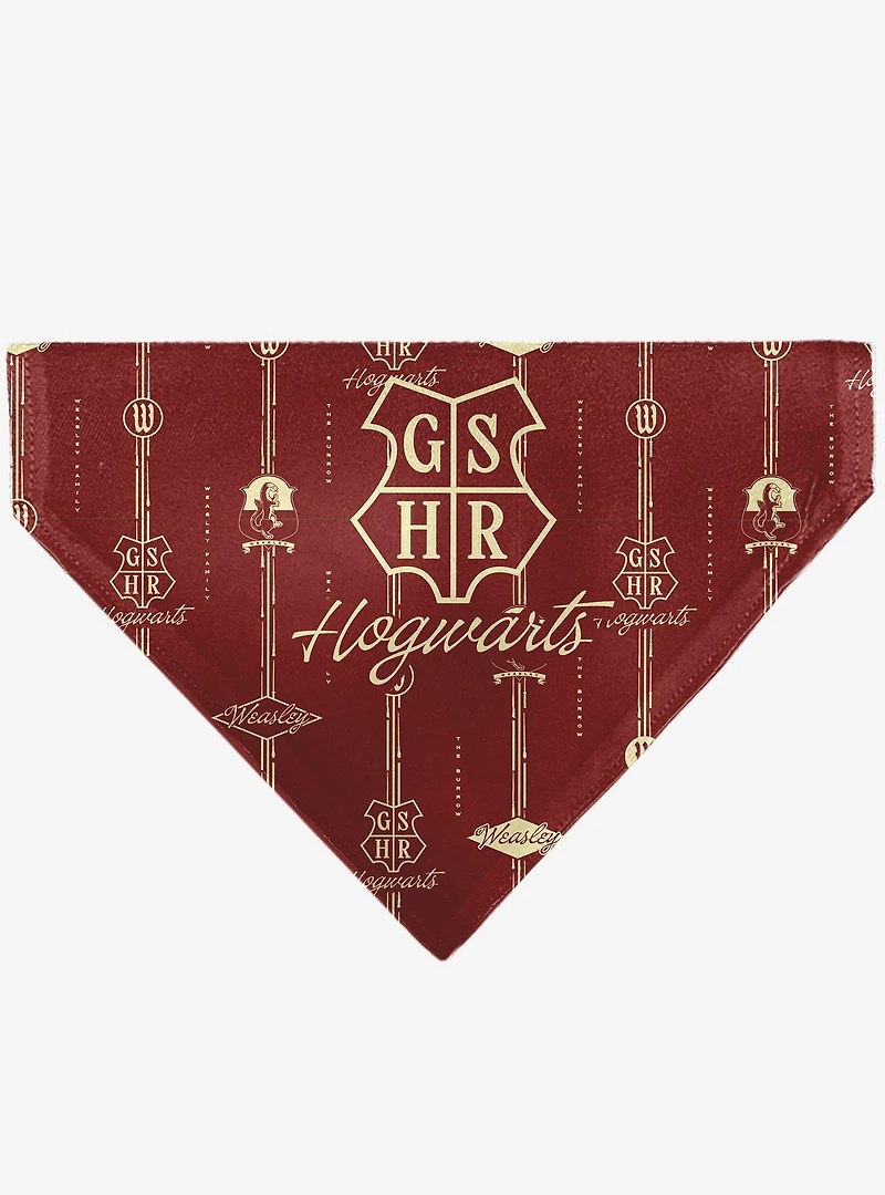 Harry Potter Hogwarts Weasley Monogram Slip On Collar Pet Bandana - Bandana Only