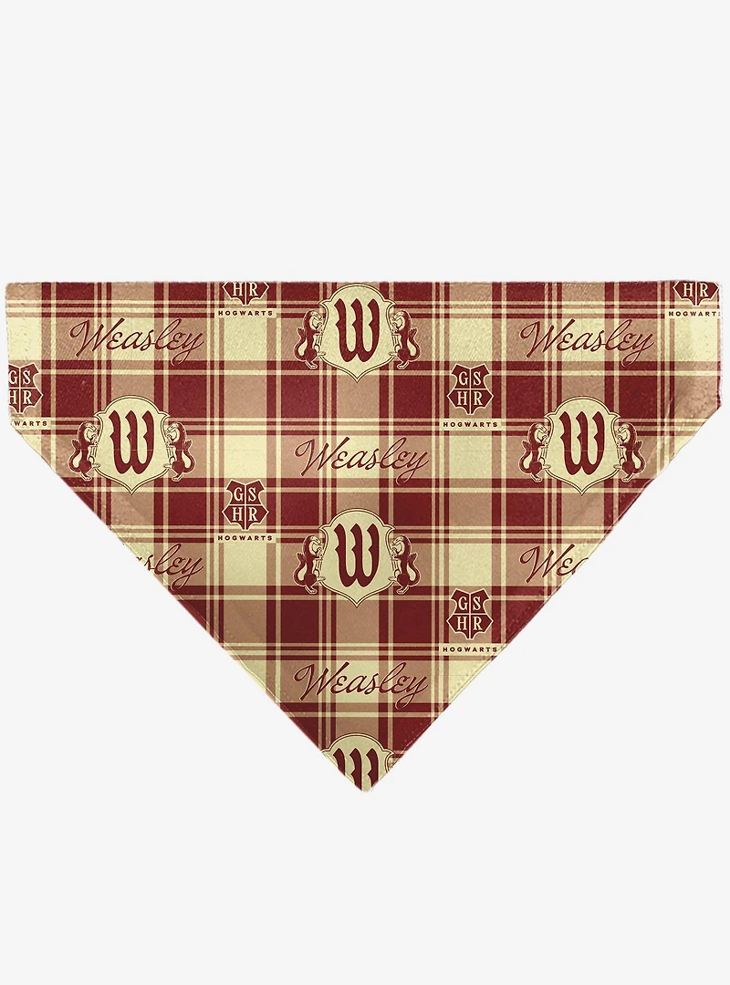 Harry Potter Weasley Family House Crest Plaid Slip On Collar Pet Bandana - Bandana Only