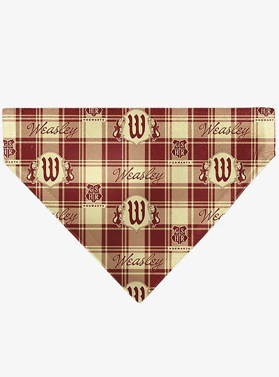 Harry Potter Weasley Family House Crest Plaid Slip On Collar Pet Bandana - Bandana Only