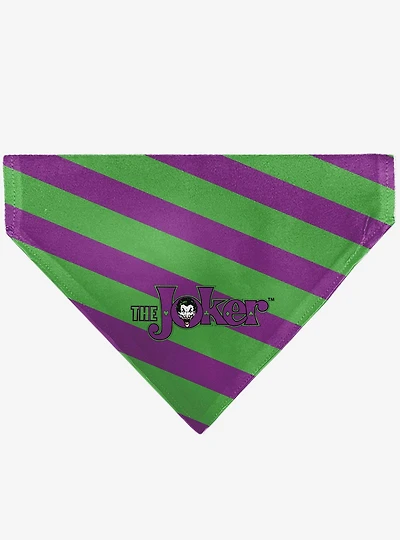 DC Comics The Joker Title and Stripe Purple Slip On Collar Pet Bandana - Bandana Only