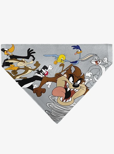 Looney Tunes Seven Character Running Pose Slip On Collar Pet Bandana - Bandana Only