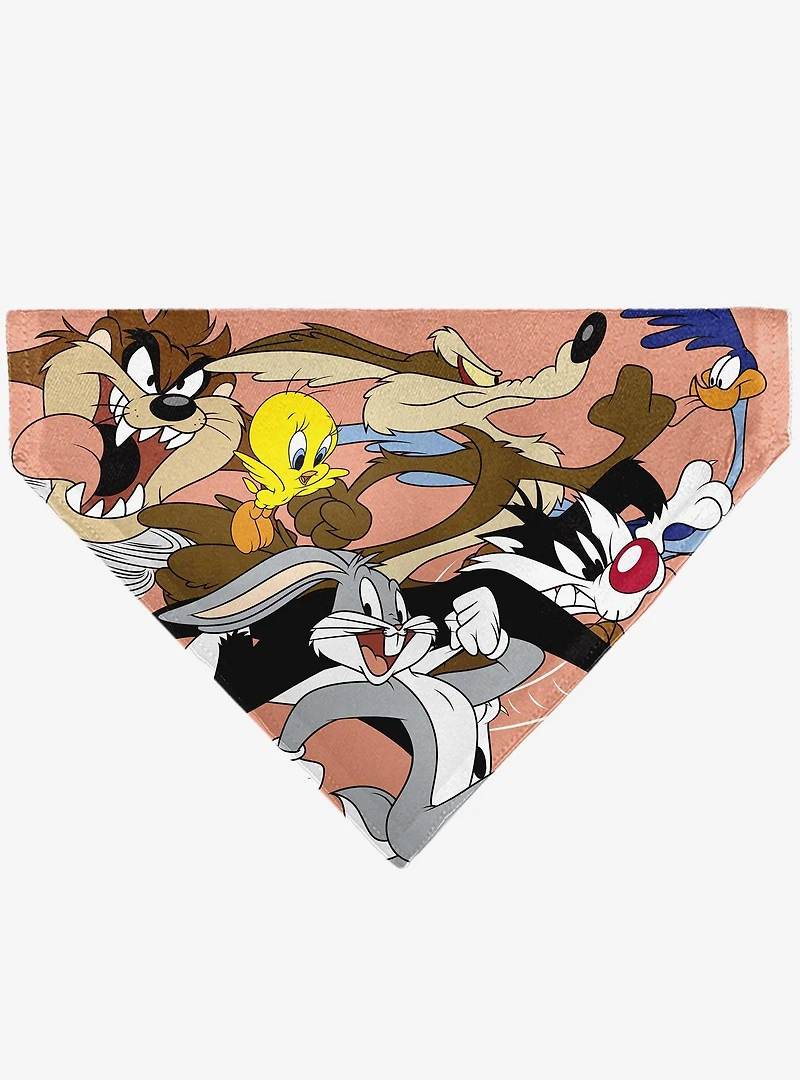 Looney Tunes Six Character Running Pose Slip On Collar Pet Bandana - Bandana Only