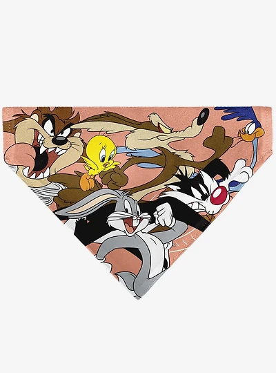 Looney Tunes Six Character Running Pose Slip On Collar Pet Bandana - Bandana Only