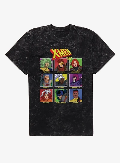Marvel X-Men 97 Choose Your Character Icon Boxes Mineral Wash T-Shirt