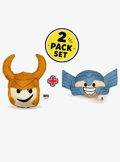 Marvel Chibi Characters Thor Loki Dog Toy Squeaky Plush 2-Piece Set