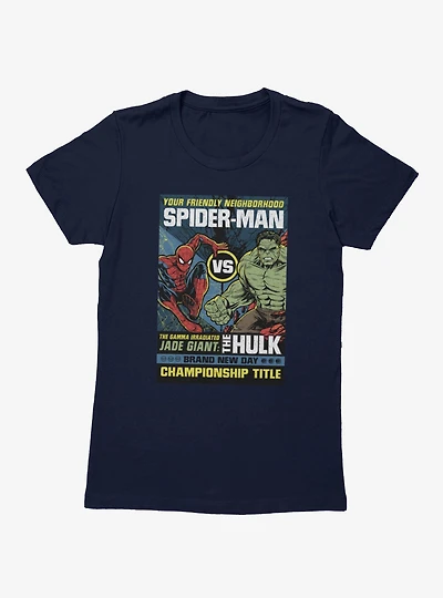 Marvel Spider-Man Brand New Day Vs The Hulk Championship Title Womens T-Shirt
