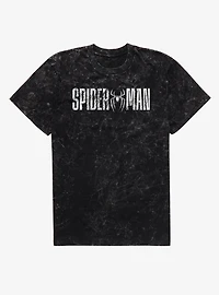 Marvel Spider-Man Brand New Day Web Texture Logo Mineral Wash T-Shirt